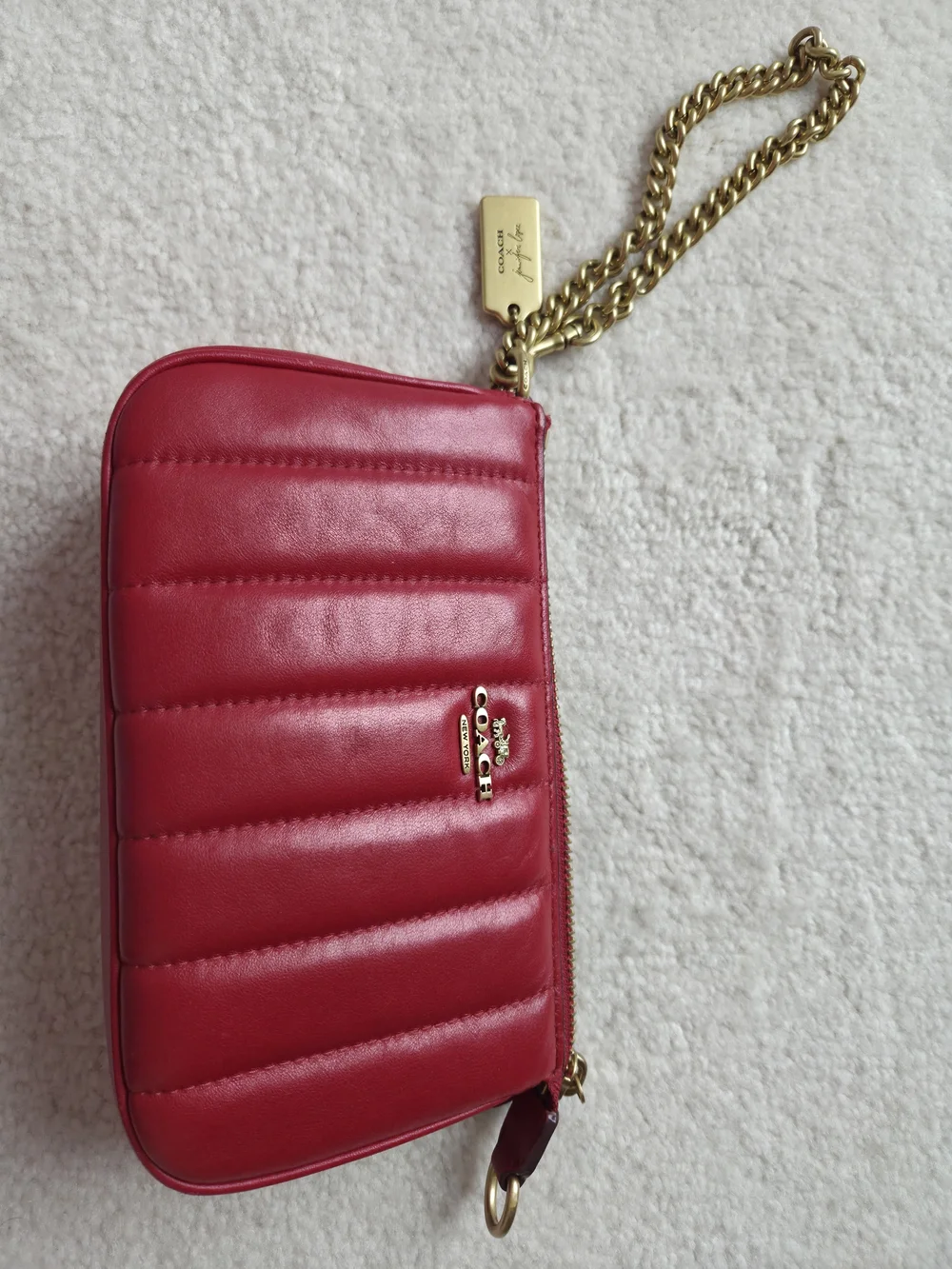 Coach Quilted Leather Wristlet in Red